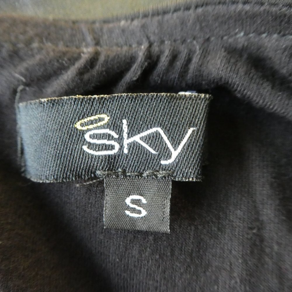 Sky Brand Bodycon LeaTHeR Trim Dress Square Neck Stretchy Chic Dark USA S - Picture 5 of 6